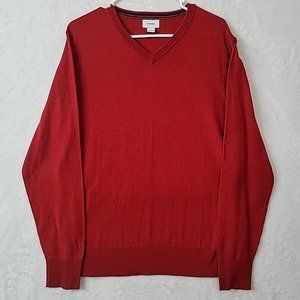 Old Navy Sweater Mens Medium Burgundy Red Cotton V Neck Pullover Lightweight